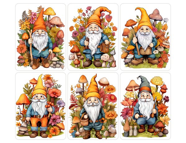 Garden Gnomes Watercolor Digital Paper Kit: Printable Papers, Cards, Tags, Ephemera — image 28