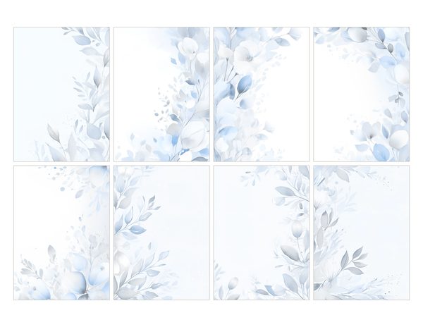 Baby Blue Floral Watercolor Digital Paper Kit: Printable Papers, Cards, Tags, Ephemera — image 28