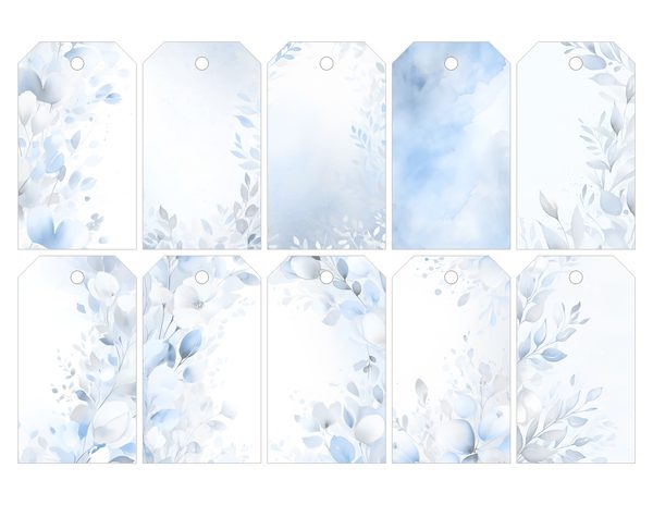 Baby Blue Floral Watercolor Digital Paper Kit: Printable Papers, Cards, Tags, Ephemera — image 29