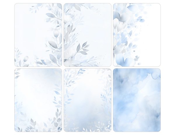 Baby Blue Floral Watercolor Digital Paper Kit: Printable Papers, Cards, Tags, Ephemera — image 30