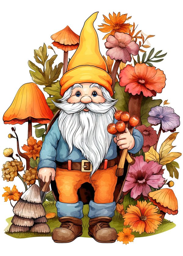 Garden Gnomes Watercolor Digital Paper Kit: Printable Papers, Cards, Tags, Ephemera — image 2