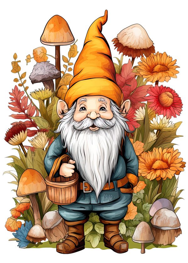Garden Gnomes Watercolor Digital Paper Kit: Printable Papers, Cards, Tags, Ephemera — image 3