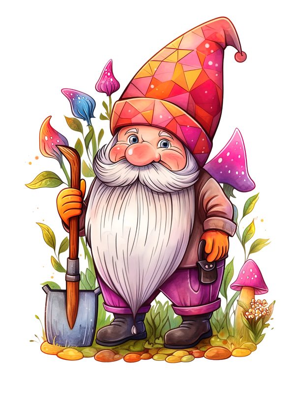 Garden Gnomes Watercolor Digital Paper Kit: Printable Papers, Cards, Tags, Ephemera — image 5