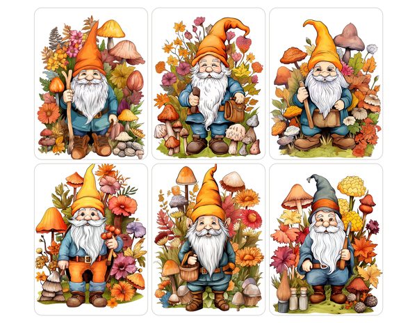 Garden Gnomes Watercolor Digital Paper Kit: Printable Papers, Cards, Tags, Ephemera — image 28