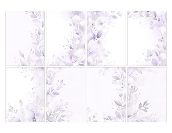 Purple Floral Watercolor Digital Paper Kit: Printable Papers, Cards, Tags, Ephemera — image 28