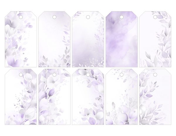 Purple Floral Watercolor Digital Paper Kit: Printable Papers, Cards, Tags, Ephemera — image 29