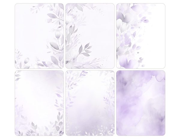 Purple Floral Watercolor Digital Paper Kit: Printable Papers, Cards, Tags, Ephemera — image 30