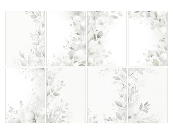Grey Floral Watercolor Digital Paper Kit: Printable Papers, Cards, Tags, Ephemera - Commercial Use — image 28