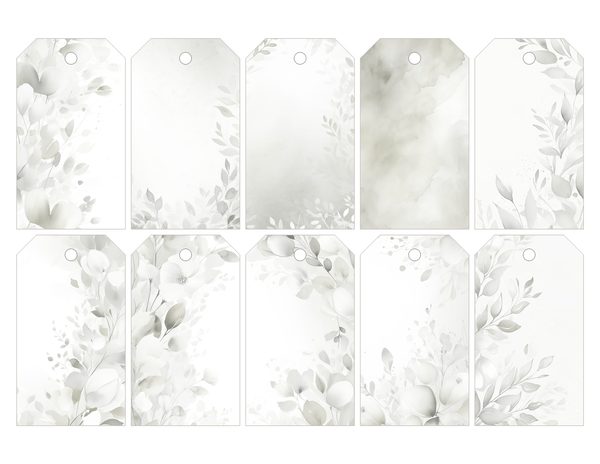 Grey Floral Watercolor Digital Paper Kit: Printable Papers, Cards, Tags, Ephemera - Commercial Use — image 29