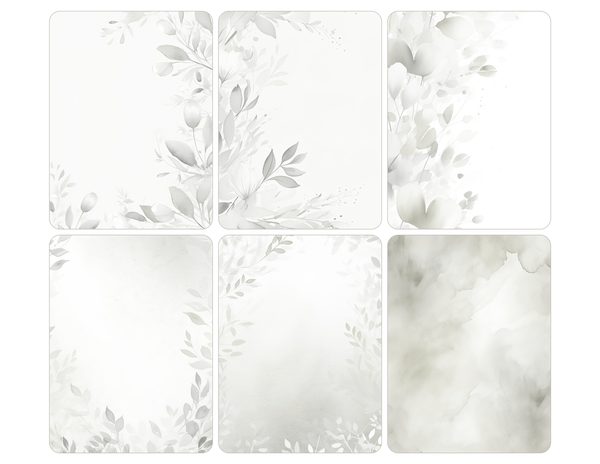 Grey Floral Watercolor Digital Paper Kit: Printable Papers, Cards, Tags, Ephemera - Commercial Use — image 30