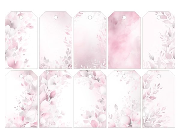 Pink Floral Watercolor Digital Paper Kit: Printable Papers, Cards, Tags, Ephemera - Commercial Use — image 29
