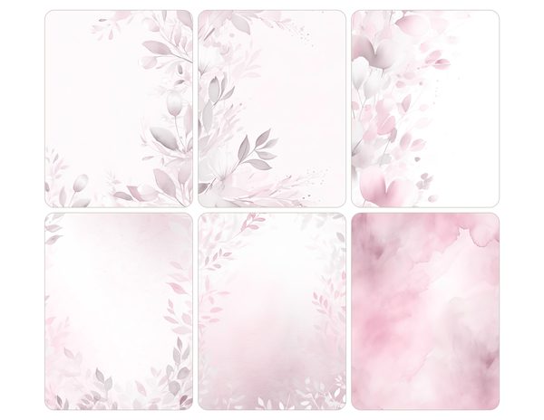 Pink Floral Watercolor Digital Paper Kit: Printable Papers, Cards, Tags, Ephemera - Commercial Use — image 30