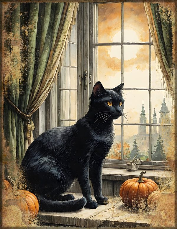Junk Journal Kit: Printable Pages, Cards, Tags and Ephemera - Black Cats - Commercial Use — image 1