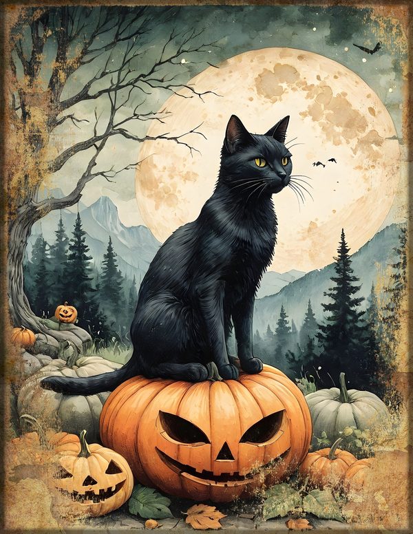 Junk Journal Kit: Printable Pages, Cards, Tags and Ephemera - Black Cats - Commercial Use — image 3