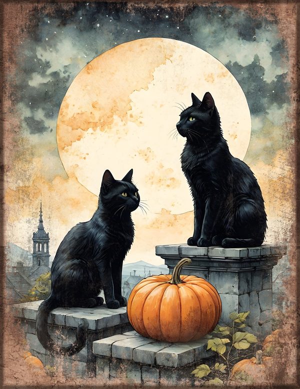 Junk Journal Kit: Printable Pages, Cards, Tags and Ephemera - Black Cats - Commercial Use — image 4
