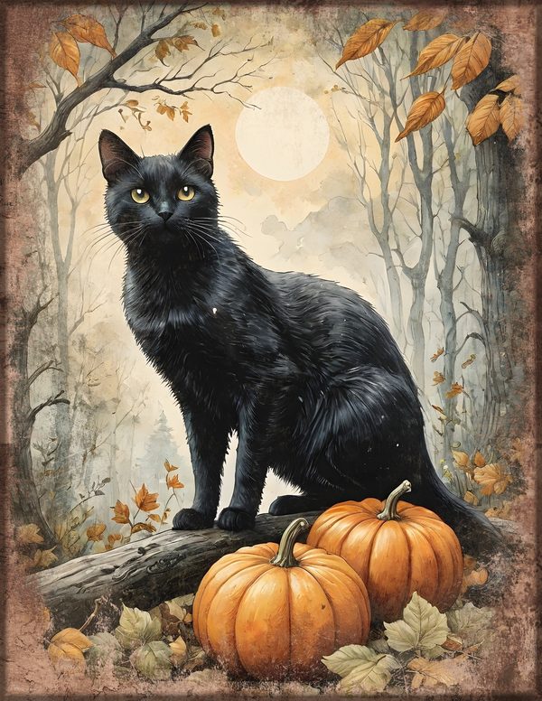 Junk Journal Kit: Printable Pages, Cards, Tags and Ephemera - Black Cats - Commercial Use — image 6