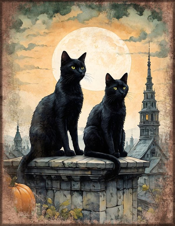 Junk Journal Kit: Printable Pages, Cards, Tags and Ephemera - Black Cats - Commercial Use — image 8
