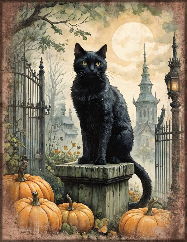 Junk Journal Kit: Printable Pages, Cards, Tags and Ephemera - Black Cats - Commercial Use — image 10