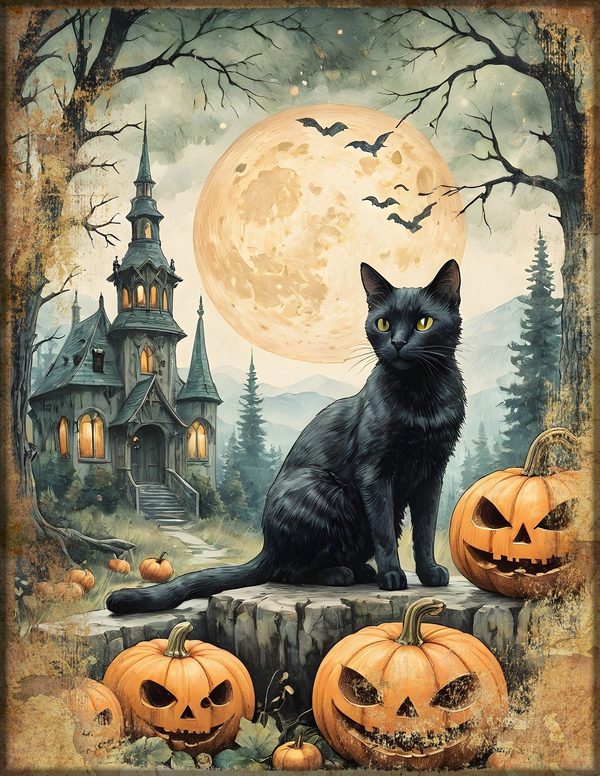 Junk Journal Kit: Printable Pages, Cards, Tags and Ephemera - Black Cats - Commercial Use — image 13