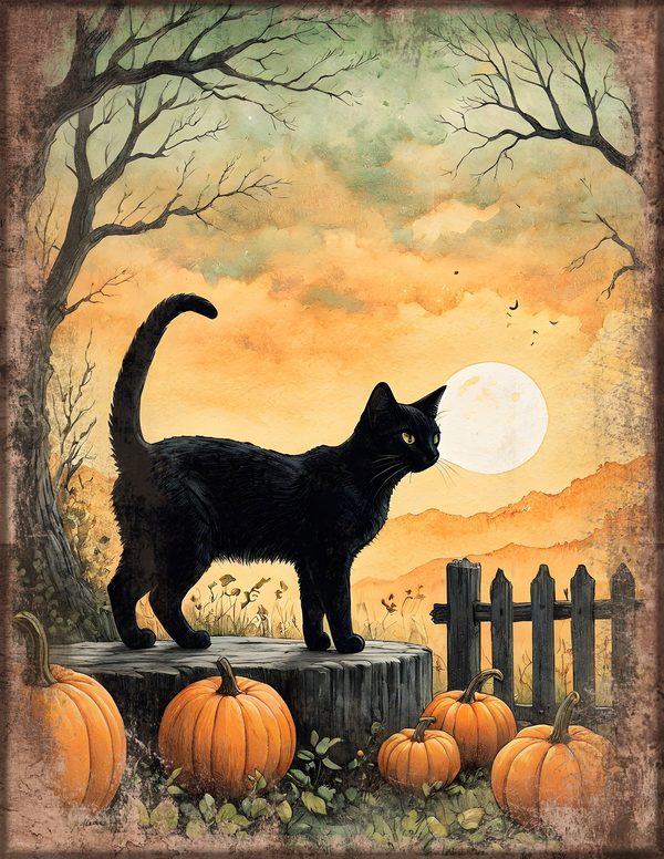 Junk Journal Kit: Printable Pages, Cards, Tags and Ephemera - Black Cats - Commercial Use — image 14