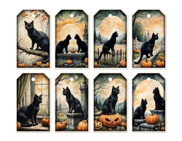 Junk Journal Kit: Printable Pages, Cards, Tags and Ephemera - Black Cats - Commercial Use — image 49