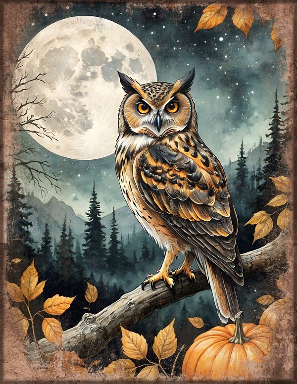 Junk Journal Kit: Printable Pages, Cards, Tags and Ephemera - Harvest Moon Owls - Commercial Use — image 8