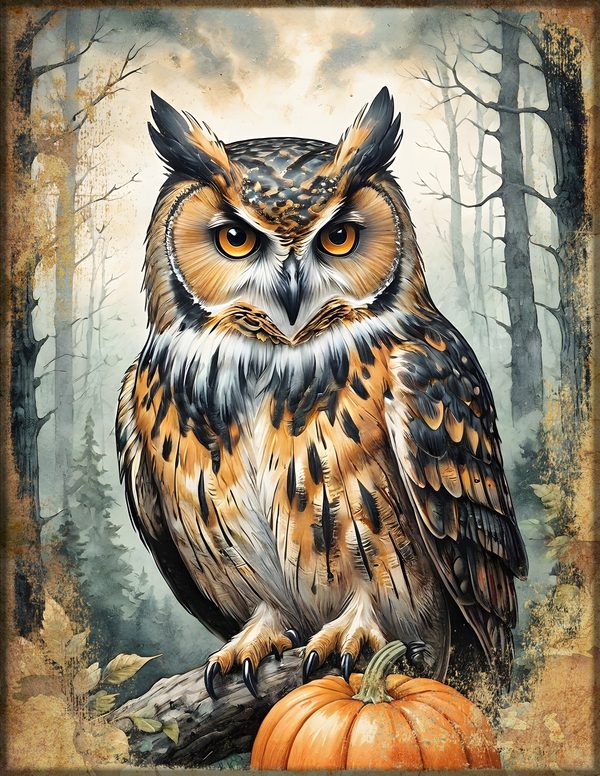 Junk Journal Kit: Printable Pages, Cards, Tags and Ephemera - Harvest Moon Owls - Commercial Use — image 9