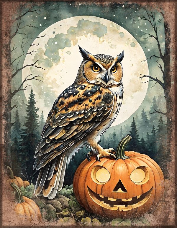 Junk Journal Kit: Printable Pages, Cards, Tags and Ephemera - Harvest Moon Owls - Commercial Use — image 10