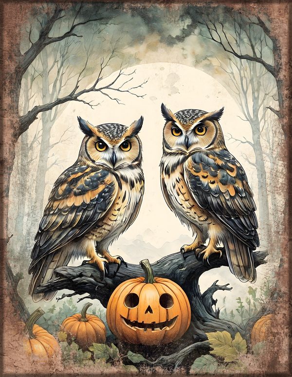 Junk Journal Kit: Printable Pages, Cards, Tags and Ephemera - Harvest Moon Owls - Commercial Use — image 12