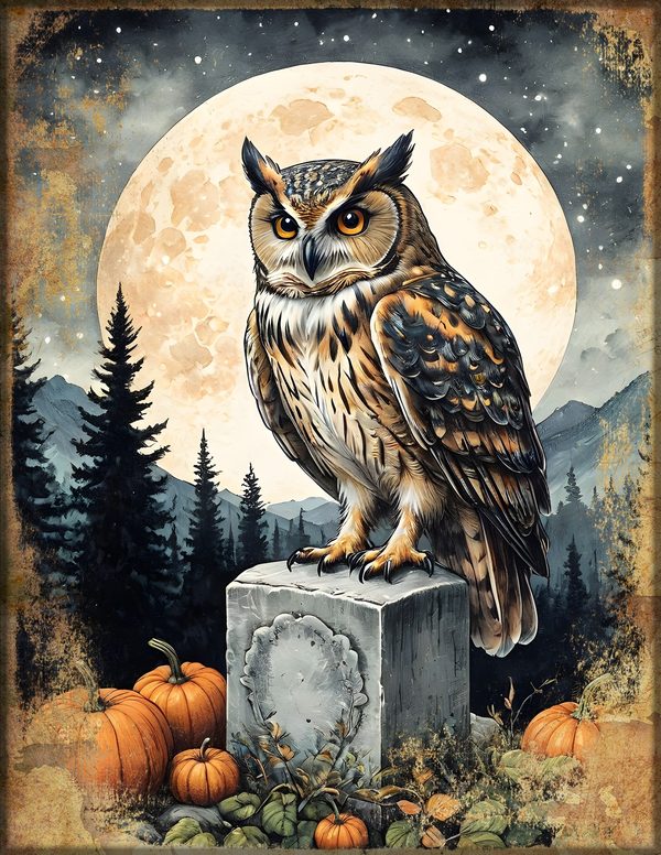 Junk Journal Kit: Printable Pages, Cards, Tags and Ephemera - Harvest Moon Owls - Commercial Use — image 13