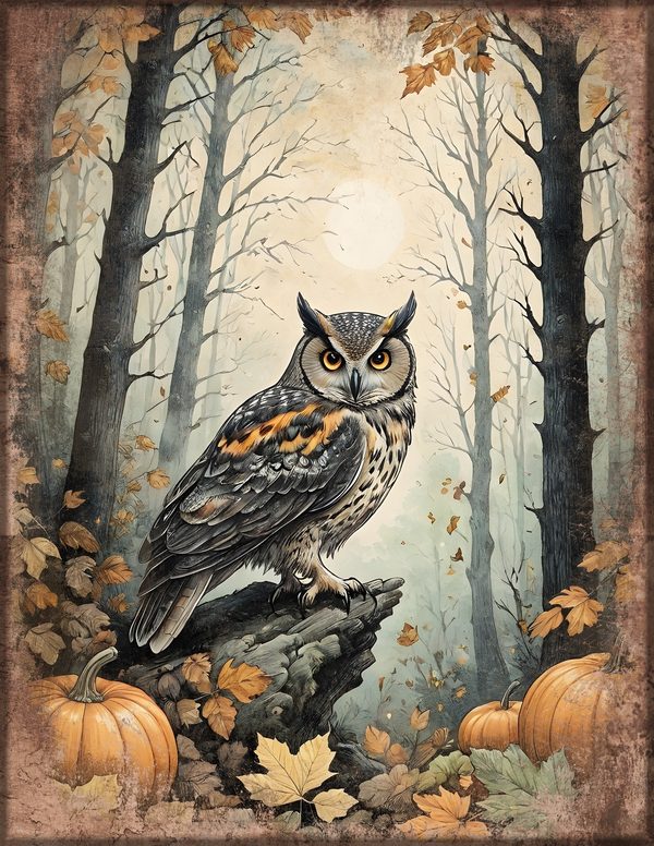 Junk Journal Kit: Printable Pages, Cards, Tags and Ephemera - Harvest Moon Owls - Commercial Use — image 14