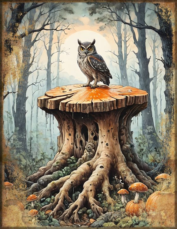 Junk Journal Kit: Printable Pages, Cards, Tags and Ephemera - Harvest Moon Owls - Commercial Use — image 15