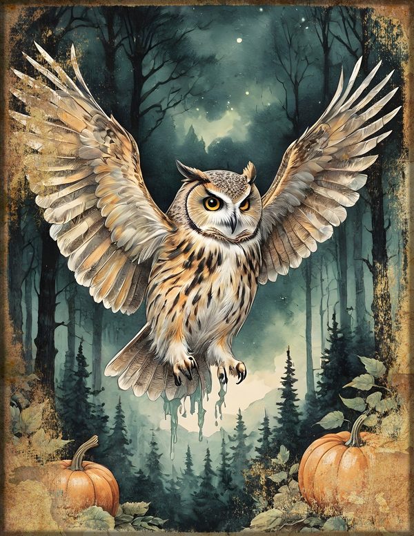 Junk Journal Kit: Printable Pages, Cards, Tags and Ephemera - Harvest Moon Owls - Commercial Use — image 17