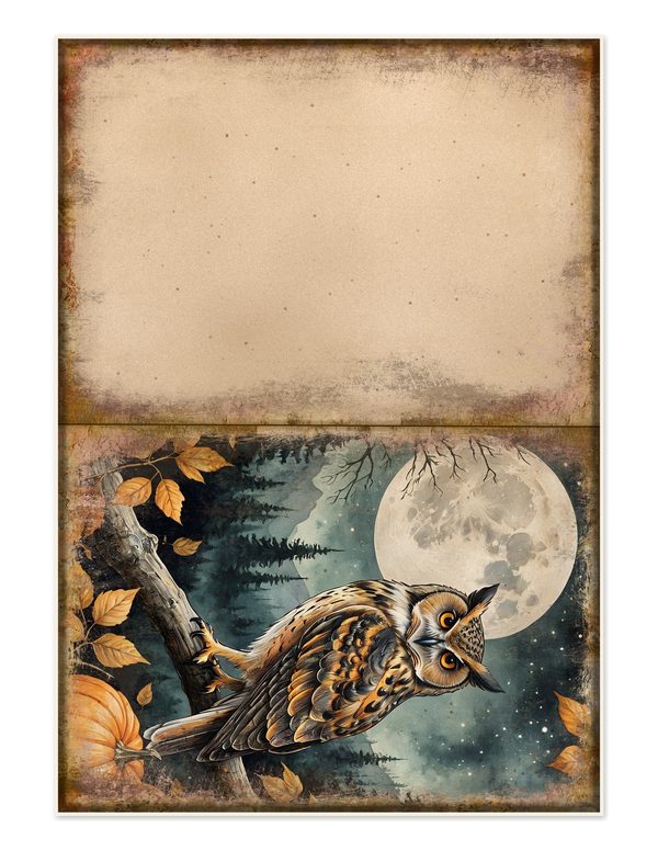 Junk Journal Kit: Printable Pages, Cards, Tags and Ephemera - Harvest Moon Owls - Commercial Use — image 27