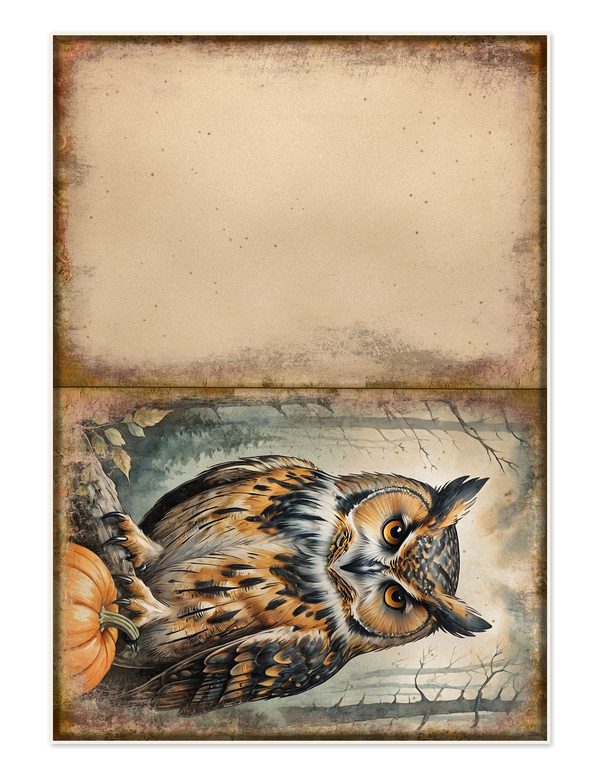 Junk Journal Kit: Printable Pages, Cards, Tags and Ephemera - Harvest Moon Owls - Commercial Use — image 28