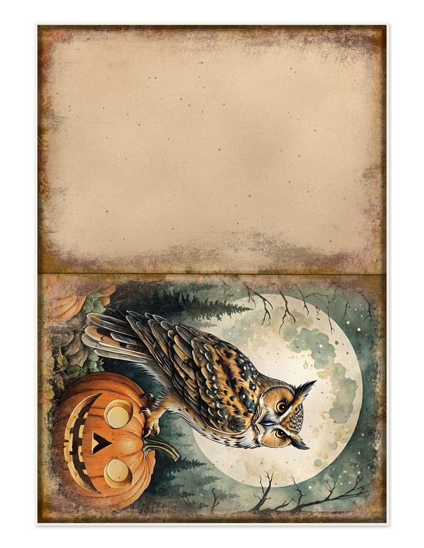 Junk Journal Kit: Printable Pages, Cards, Tags and Ephemera - Harvest Moon Owls - Commercial Use — image 29