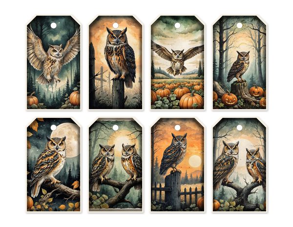 Junk Journal Kit: Printable Pages, Cards, Tags and Ephemera - Harvest Moon Owls - Commercial Use — image 48