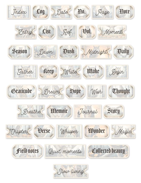 Junk Journal Kit: Printable Pages, Cards, Tags and Ephemera - Harvest Moon Owls - Commercial Use — image 50