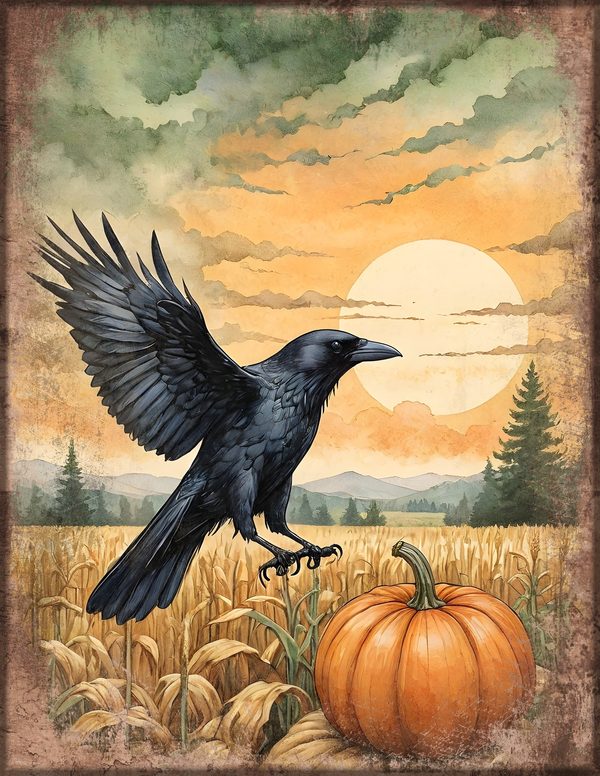 Junk Journal Kit: Printable Pages, Cards, Tags and Ephemera - Harvest Moon Ravens - Commercial Use — image 4