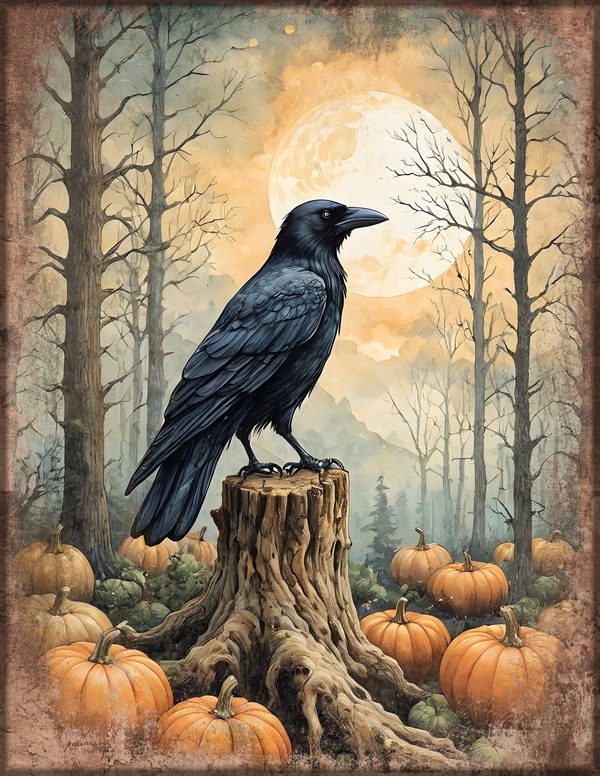 Junk Journal Kit: Printable Pages, Cards, Tags and Ephemera - Harvest Moon Ravens - Commercial Use — image 9