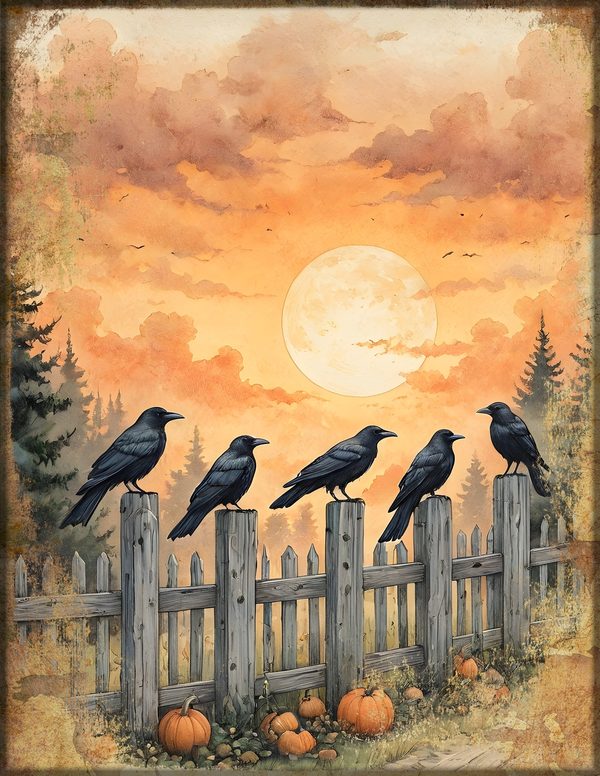 Junk Journal Kit: Printable Pages, Cards, Tags and Ephemera - Harvest Moon Ravens - Commercial Use — image 11
