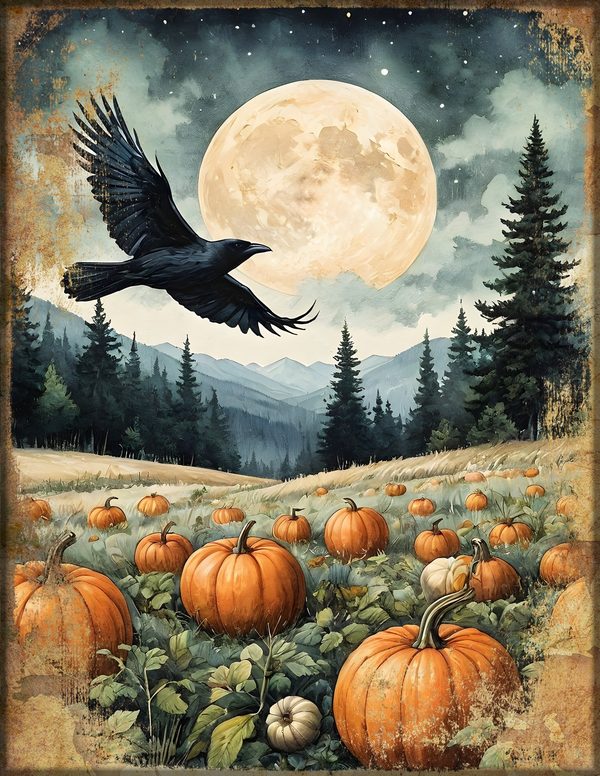Junk Journal Kit: Printable Pages, Cards, Tags and Ephemera - Harvest Moon Ravens - Commercial Use — image 13
