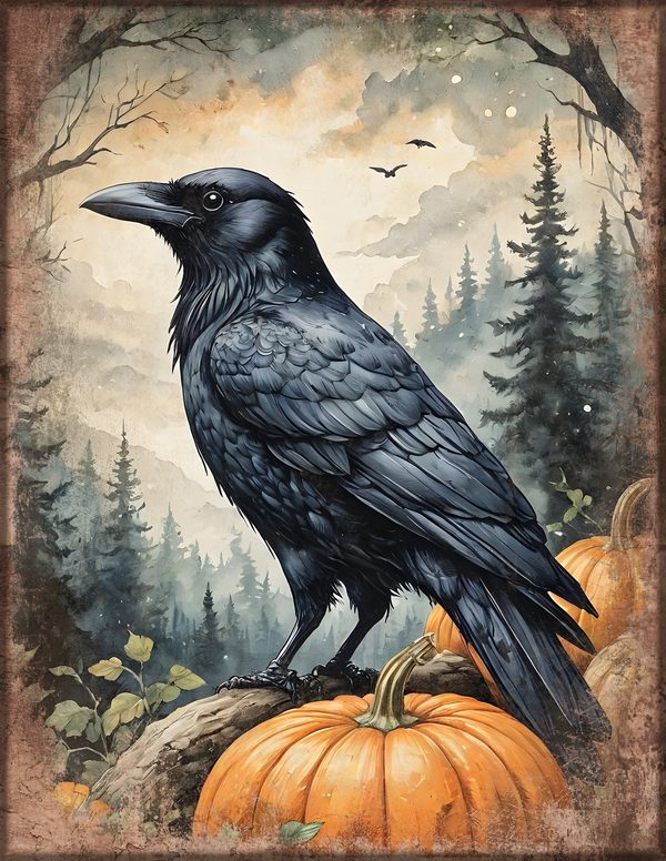 Junk Journal Kit: Printable Pages, Cards, Tags and Ephemera - Harvest Moon Ravens - Commercial Use — image 16
