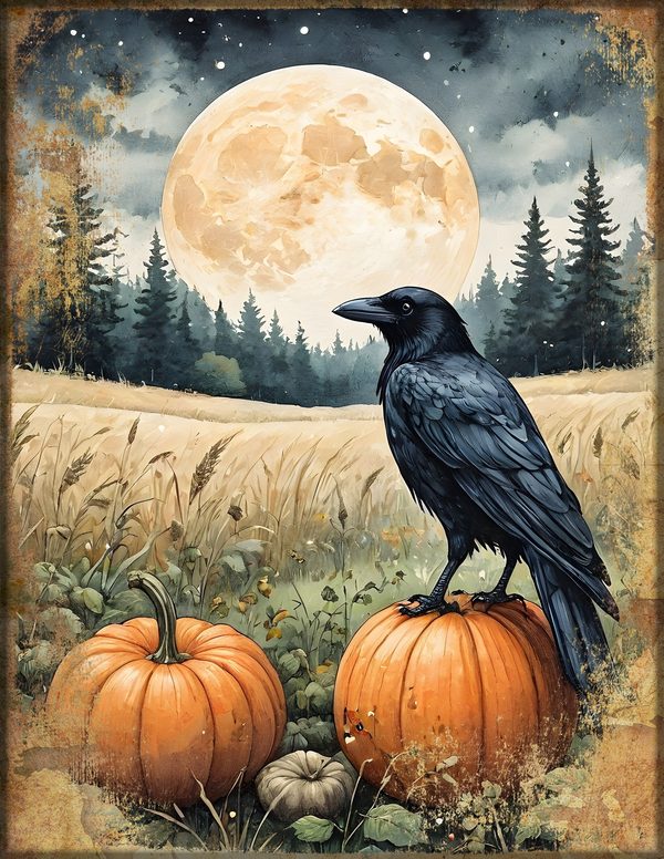 Junk Journal Kit: Printable Pages, Cards, Tags and Ephemera - Harvest Moon Ravens - Commercial Use — image 17
