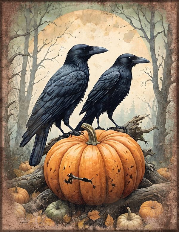 Junk Journal Kit: Printable Pages, Cards, Tags and Ephemera - Harvest Moon Ravens - Commercial Use — image 18