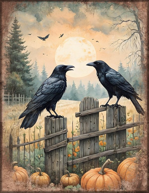 Junk Journal Kit: Printable Pages, Cards, Tags and Ephemera - Harvest Moon Ravens - Commercial Use — image 20