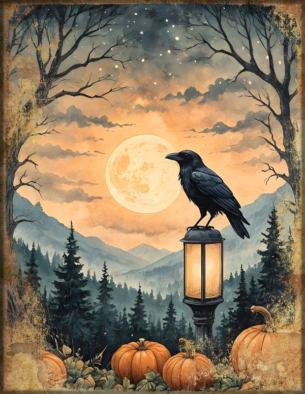 Junk Journal Kit: Printable Pages, Cards, Tags and Ephemera - Harvest Moon Ravens - Commercial Use — image 25