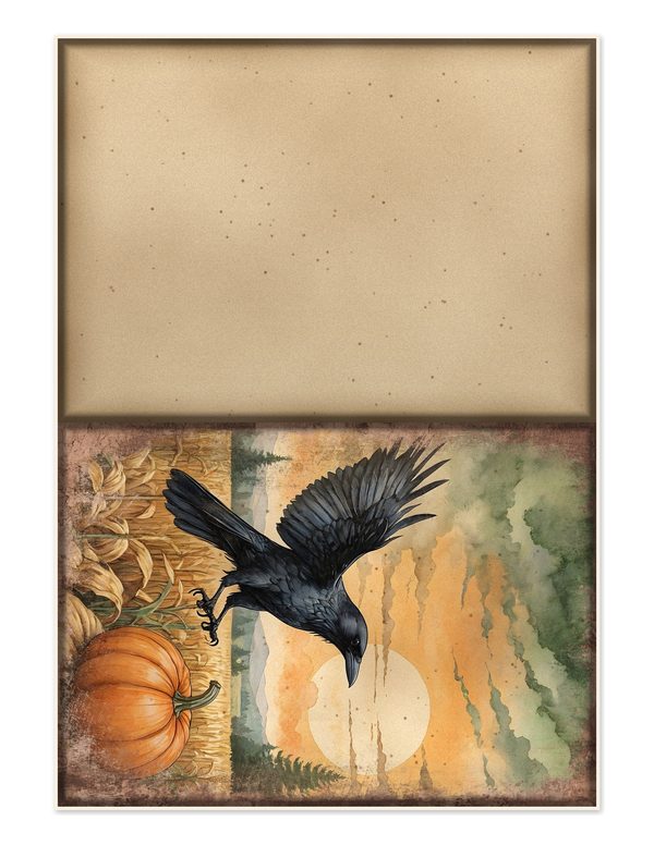 Junk Journal Kit: Printable Pages, Cards, Tags and Ephemera - Harvest Moon Ravens - Commercial Use — image 29