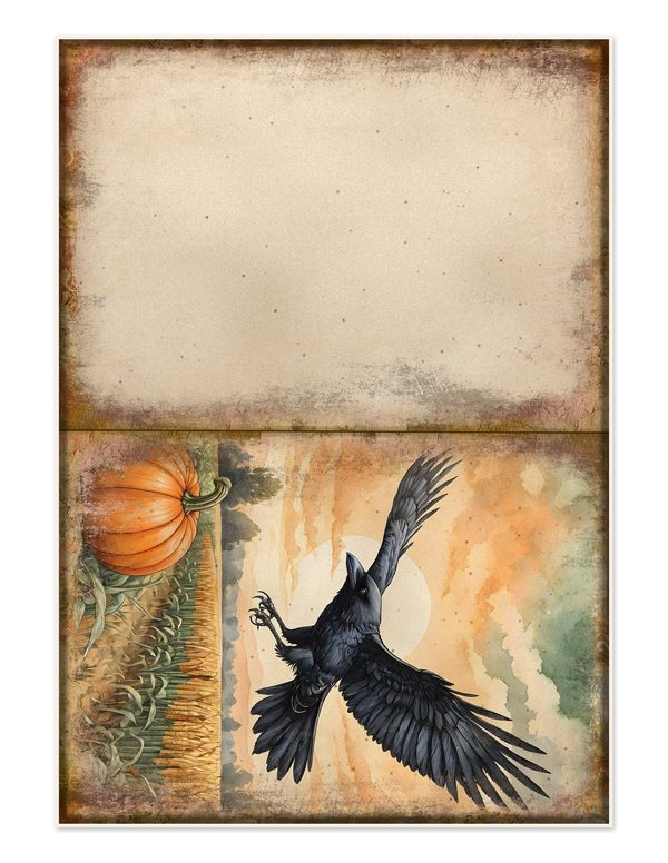 Junk Journal Kit: Printable Pages, Cards, Tags and Ephemera - Harvest Moon Ravens - Commercial Use — image 31