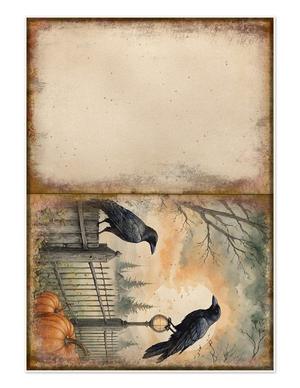 Junk Journal Kit: Printable Pages, Cards, Tags and Ephemera - Harvest Moon Ravens - Commercial Use — image 33